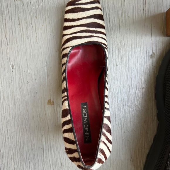 Nine West Zebra Pumps Square Toe block heel 90s - Picture 10 of 16